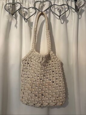 Handwoven Cream Macramé Tote Bag